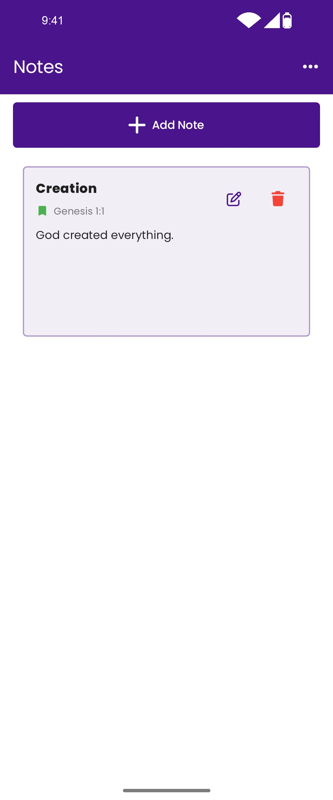 Notes connected to Scripture in MySimpleBible on Android